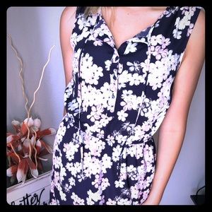 Loft, navy, floral, dress. Size medium